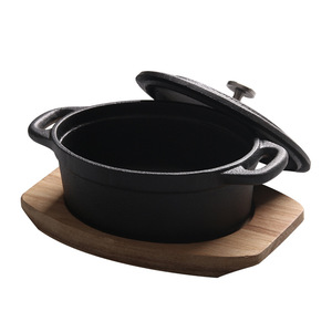 <span class=keywords><strong>Mini</strong></span> <span class=keywords><strong>olla</strong></span> de cocina ovalada de 14cm con base de madera, utensilios de cocina, cazuela de <span class=keywords><strong>hierro</strong></span> <span class=keywords><strong>fundido</strong></span> - Product Image 5
