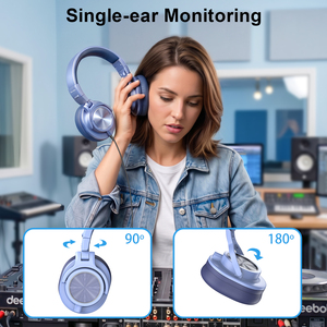 Nuevos Auriculares Profesionales Bee con Cable, Color Azul, Negro y Plateado, Auriculares de Monitoreo de Estudio de Alta Resolución, Auriculares Estéreo para Mezcla de DJ - Product Image 4