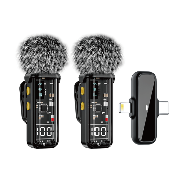 Professional Wireless Microphone System Dual Mini Wireless Lavalier Microphone Clip-on Mic for Interview Vlogging