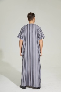 Thobe marroquí para hombres Ramadán Eid Ropa islámica Transpirable Antiarrugas Poliéster Manga corta Cuello redondo Hasta el tobillo Jubbah - Product Image 3