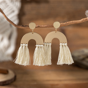 Pendientes tejidos pieza de cobre en forma de U pendiente exagerado joyería de estilo Retro bohemio para mujeres Uionen 1006 - Product Image 6