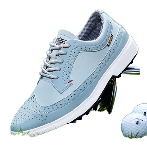 New Design Big Size Waterproof Genuine Leather Upper Microfiber PU Rubber Custom Rubber Sole Classic Mens <b>Golf</b> Winter Summer - Product Image 2