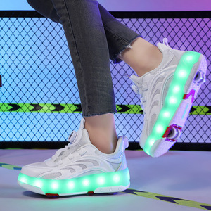 Roller Shoes For Kids With Flashing Lights Mesh Material Double Row Wheels Size 28 To 40 - Product Image 4