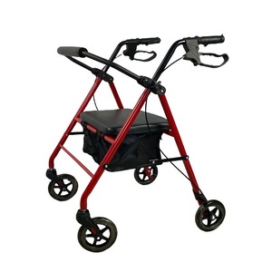 รถช่วยเดินสำหรับผู้สูงอายุ รุ่น W10 สีแดง ขนาด 6 นิ้ว พร้อมเบรกและที่นั่ง - Product Image 3