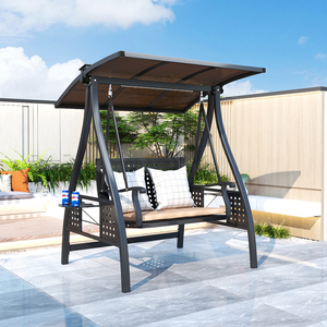 Balançoire de balcon pour adulte 3 sièges jardin lit oscillant en aluminium imperméable confortable - Product Image 3