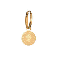 Anting-anting wanita model koin mawar, vintage, anti air, baja tahan karat, klasik, berlapis emas PVD 14k 18k, perhiasan wanita modis