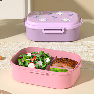 Caja de almacenamiento de almuerzo de plástico de 3 secciones con impresión personalizada Yongli, sello de silicona, contenedor de alimentos Bento para microondas a prueba de fugas - Product Image 5