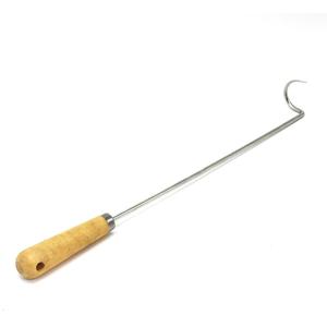 19 inç barbekü paslanmaz çelik Pigtail gıda Flipper biftek et Turner kanca ile ahşap kollar - Product Image 1