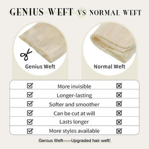 AngelBella Blonde 14-32 pouces Genius Weft Extensions Cheveux Humains Doux Mains Attachées Extensions de Cheveux Humains Vierges Trame de Cheveux Humains - Product Image 3