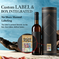 Boîte à vin ronde personnalisée avec étiquette holographique anti-contrefaçon, ensemble d'emballage cadeau de luxe pour une seule bouteille, logo OEM