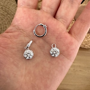 Boucles d'oreilles pendantes Dylam Elegance Fine Top pour femme, en moissanite D VVS1, plaqué or 18 carats, rhodium et or champagne, nouvelle collection - Product Image 5