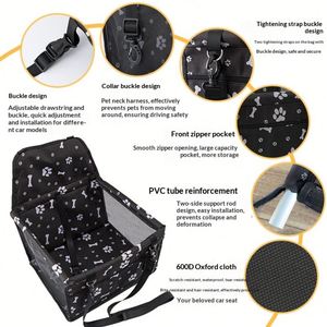 Sac et Tapis de Voiture pour Animaux de Compagnie en Tissu Oxford avec Verrou de Sécurité, Logo Patte/Os, Grande Capacité, Anti-Salissure, Utilisation Extérieure pour Chats et Chiens - Product Image 1