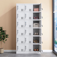 Armoire de rangement sécurisée en acier gris à 18 portes avec clés, résistante à la rouille et écologique pour le bureau/l'école/la salle de sport
