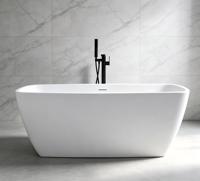 Bak Mandi Keramik Putih Modern Bebas Dinding 67.13"x31.1"x22.63" Ramah Lingkungan dengan Sistem Overflow, Portabel untuk Hotel dan Kamar Mandi