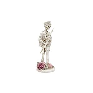 Statue de Soldat Squelette Gothique - Figurine Personnalisée, Squelette Artisanal avec Roses Roses pour Décoration Gothique d'Intérieur - Product Image 1