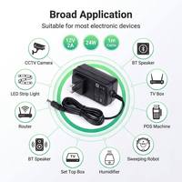 Alimentation électrique murale MEIQI 12V 2A DC - Prise durable en matériau PC pour ordinateurs portables et éclairages LED