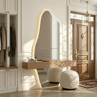 Miroir LED sans cadre pour décoration murale personnalisée, miroir de sol ondulé pour le corps, miroir LED pleine longueur irrégulier et ondulé avec éclairage LED