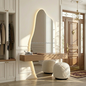 Custom Home Wall Decor Frameless Wave <strong>Mirror</strong> Body Dressing Floor LED <strong>Mirror</strong> Led Light Full Length Irregular Wavy <strong>Mirror</strong> LED - Product Image 4