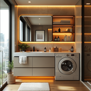 Set di Mobili Moderni per Lavanderia e <span class=keywords><strong>Bagno</strong></span>, Armadietti per Balcone, Lavandino <span class=keywords><strong>con</strong></span> Mobiletto - Product Image 6