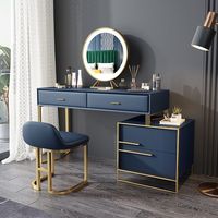 Ensemble de meubles de chambre à coucher de luxe moderne, table de maquillage avec miroir LED, armoire de toilette avec tabouret