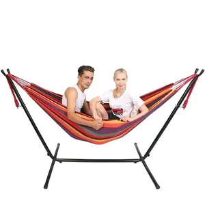 Big Size Double Canvas Hammock Bed Folding Hanging Portable Outdoor Camping Double Hammock with stand