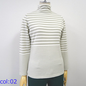 Vêtements Vêtements Rayon Stretch Rayure Bottleneck Bulk Knitwear Pull à manches longues pour femmes - Product Image 2