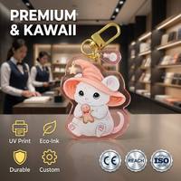 Gantungan Kunci Akrilik HanXin Custom Kawaii Witch Mouse Gingerbread Man Hewan Lucu Gantungan Tas Pengait Grosir Vendor