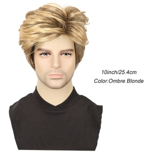 Perruque synthétique courte ombrée Pixie Haircurt avec frange sans colle perruque en couches brun mélange blond <span class=keywords><strong>ondulé</strong></span> <span class=keywords><strong>coupe</strong></span> Pixie perruques - Product Image 3