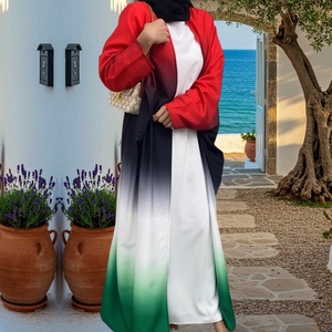 September Big Sale Gradient Abaya <b>Cardigan</b> Ombre Colors with Batwing Sleeve for Islamic Muslim Women 6750# - Product Image 6
