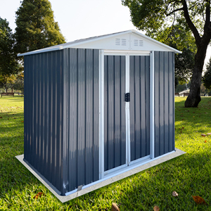 Abri <span class=keywords><strong>de</strong></span> jardin en métal gris avec <span class=keywords><strong>porte</strong></span> coulissante 6x4 pieds, résistant aux intempéries – Offre spéciale - Product Image 3