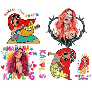 Papel de Transferencia Térmica Oscuro Personalizado al por Mayor con Diseño de <span class=keywords><strong>Karol</strong></span> <span class=keywords><strong>G</strong></span> para Camisetas de Plástico, Listo para Prensado - Product Image 1