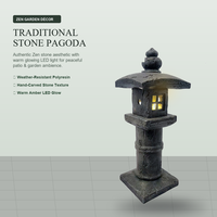 Air Mancur Taman Pagoda Zen Jepang dari Resin Poli, Lampu Jalan Luar Ruangan Besar, Tahan Air, Dekorasi Teras Berdiri di Lantai