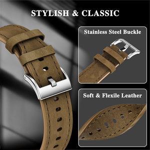 Bracelet en Cuir Véritable pour <span class=keywords><strong>Samsung</strong></span> <span class=keywords><strong>Galaxy</strong></span> <span class=keywords><strong>Watch</strong></span> <span class=keywords><strong>5</strong></span> <span class=keywords><strong>Pro</strong></span>, Kit de Modification de Luxe en Acier Inoxydable, <span class=keywords><strong>45mm</strong></span> - Product Image 3