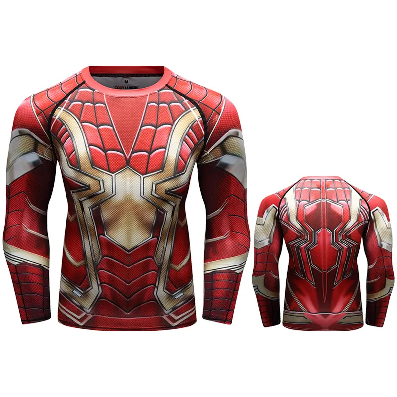 Modische neue Superheld Spiderman Sublimation Herren T-Shirts mit rundem Kragen Quick Dry Fitness Sport T-Shirt