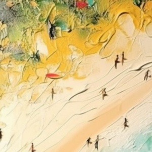 Peinture à l'huile abstraite en gros sur toile, thème nature morte, plage dorée estivale, art mural encadré pour bureau, salon et maison - Product Image 6