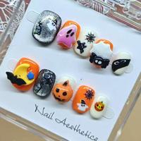 Ongles artificiels 3D faits main en ABS à presser, motif Halloween, pour salon de manucure, vente en gros, application sur les doigts