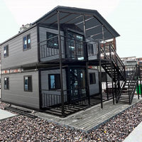 Casa Contenedor Prefabricada Moderna de Dos Pisos y 20 Pies, Expandible, con 2 Dormitorios, Sala de Estar Plegable, Cocina, Hotel