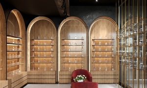 Étagères murales de luxe pour magasin, présentoir de parfums en <span class=keywords><strong>marbre</strong></span> noir brillant avec bande dorée - Product Image 6