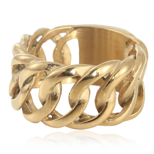 European And American Style <b>Titanium</b> Steel Hollow Woven <b>Ring</b> Unisex Party Jewelry Steel Gold - Product Image 2