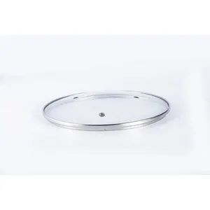 Round Tempered Glass Glass Pot Cover Lid With Stainless Steel Ring For Wok Soup Pot Cookware Parts Kitchen All-season Presents