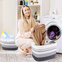 Panier de rangement KUYUE, lot de 3, paniers en corde de coton et tissés pour organiser le linge, les couvertures et les jouets