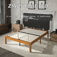 Zinus Ellie Cadre de lit contemporain en bambou massif de 14 pouces avec support à lattes en bois, aucun sommier tapissier nécessaire, assemblage facile, marron