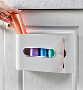 Distributeur mural carré grand format sans perçage pour sacs poubelles, support en plastique avec couvercle <span class=keywords><strong>et</strong></span> fenêtre visible - Product Image 2