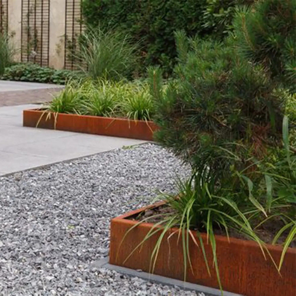 Bordes de jardín de acero Corten de alta flexibilidad para paisajismo, muro de contención, cama de jardín elevada, bordes de césped de Metal para exteriores con dientes