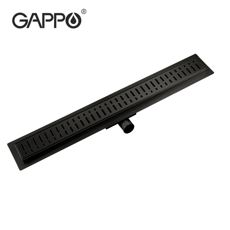 Gappo Matt black 70*600 bande en acier inoxydable ondulé drain de sol 304 drain de sol de douche G86007-36