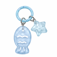 Porte-clés poisson en cristal transparent, breloque de sac, pendentif étoile étincelante, jolis charms animaux marins en résine, cadeau pour couples, meilleurs amis, filles