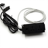 Bloc d'alimentation industriel de table en alliage d'aluminium, 16A, 2 prises CA, port RJ45 avec câble d'alimentation de 3m