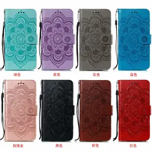 Custom Wallet Holder Mobile Cover Embossed Flower Flip Pu Leather Phone Case For Moto G5 Plus Power G30 G60 G50 G100