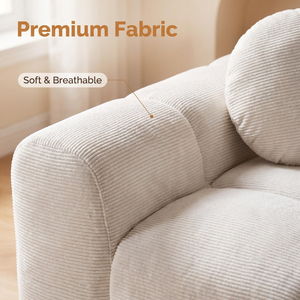 Vacuum <b>Bag</b> Wrapped Three Person Sectional Velvet Settee Cream Cozy Block Sofa Detachable Modular Space Saving Foam <b>Compressed</b> - Product Image 3