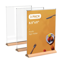 Présentation double face en forme de T en forme de L Cadre photo droit en acrylique Stand in Desk ou Table A4 A5 A6 Acrylic Sign Holder